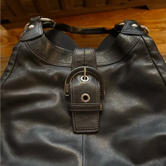 Coach Black Leather Hobo with Silver Hardware - Picture 1 of 13